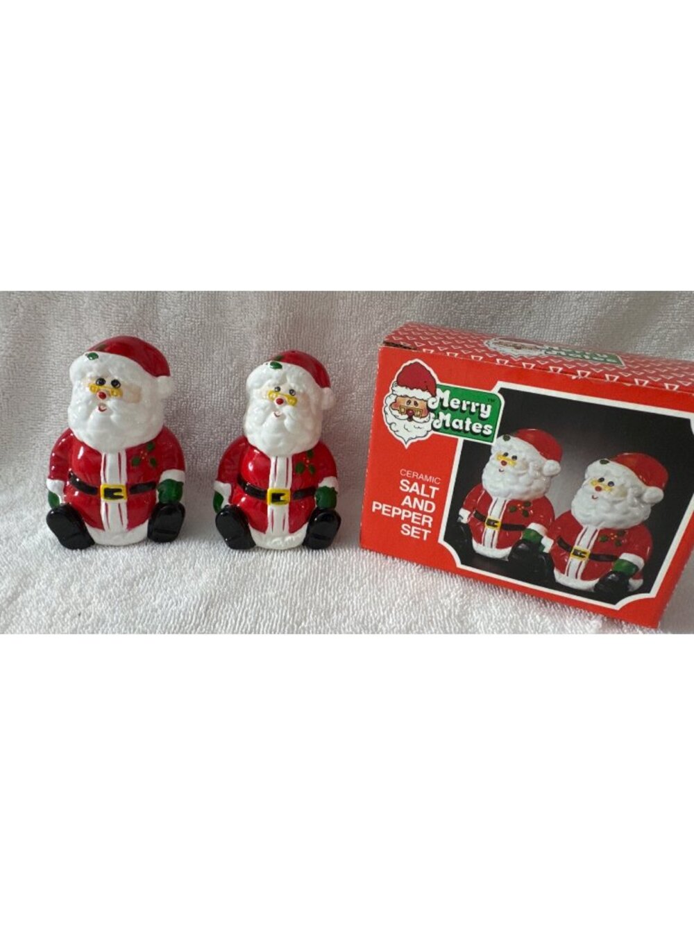 Santa Ceramic Salt & Pepper Shaker Set Mount Clemens Pottery Vintage Christmas D